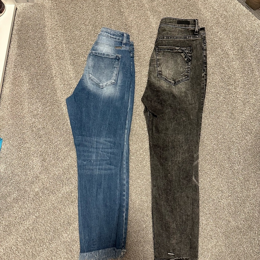 Blue and Black Denim Jeans Set